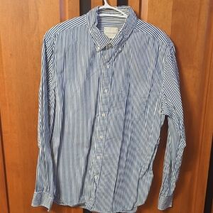 American Eagle Outfitters Navy Striped Button Down Shirt
